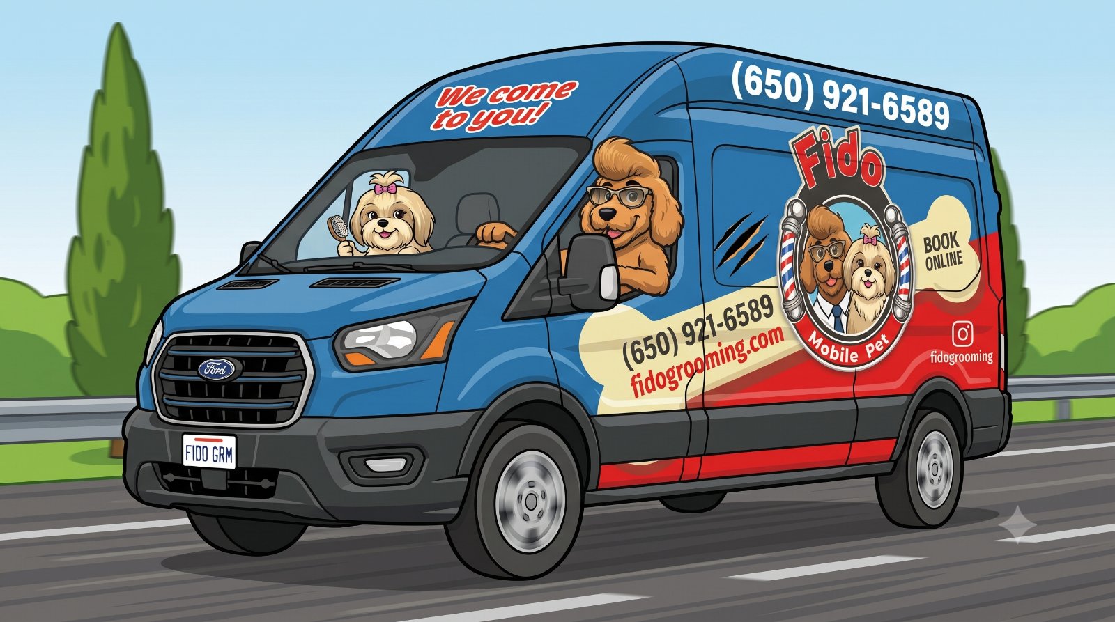 FidoGrooming van arriving